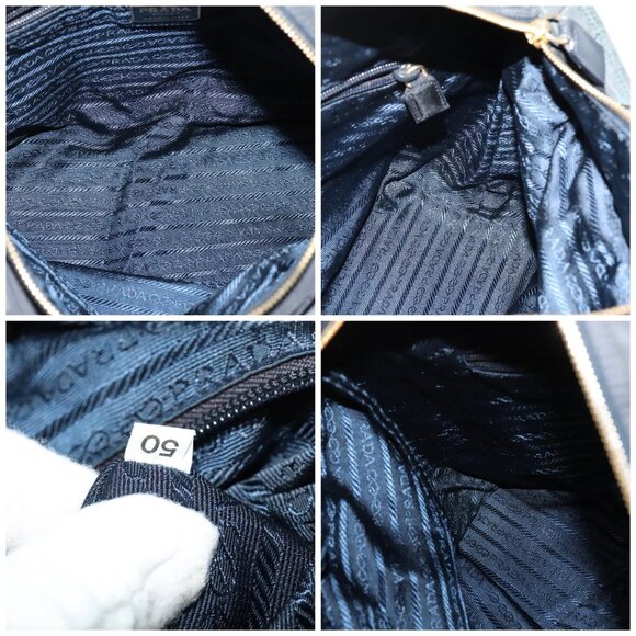 PRADA Chain Shoulder Bag Nylon Navy Gold Auth bs28886 - Picture 15 of 16